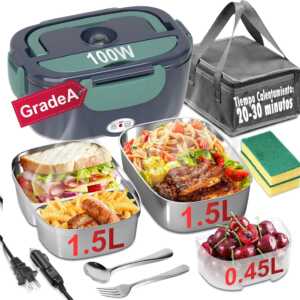 Lonchera Eléctrica Vabaso 1.5L - Calentadora Portátil para Comida con Tenedor y Cuchara
